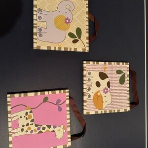 Cocalo Animal Wall Art Trio with Elephant, Giraffe, and Lion